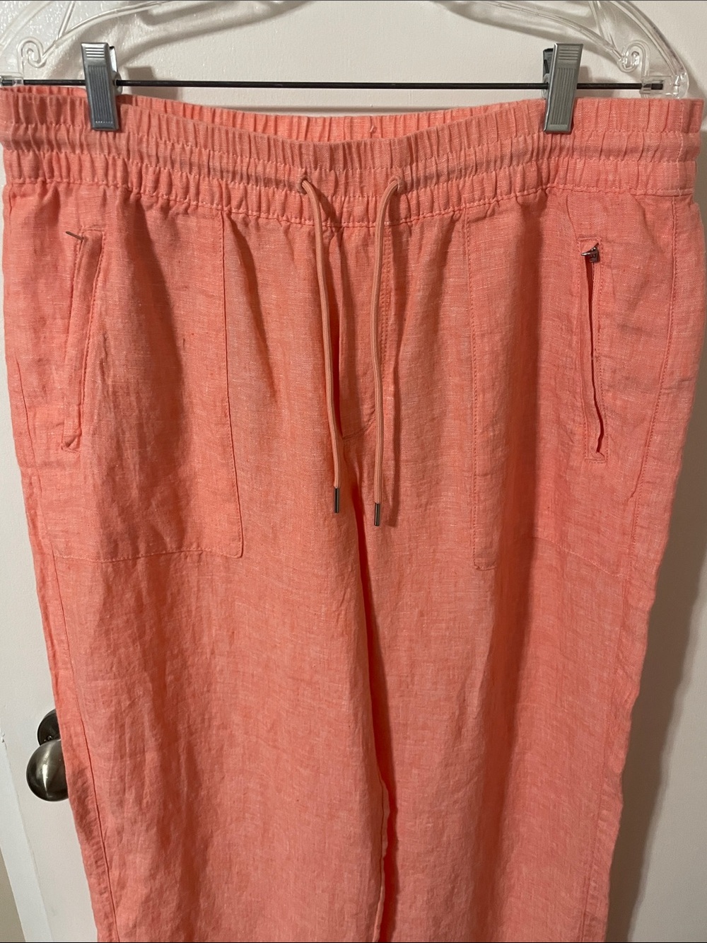 Athleta Retreat Linen Wide Leg Pants in Sunset Glow/Coral Size 12P - Picture 3 of 9